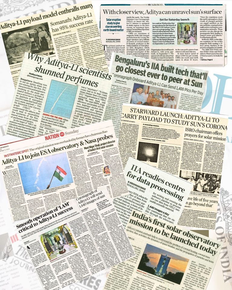Take a look at some of the recent newspaper clippings on the ADITYA L1 Mission that have been uploaded to the IIA Repository